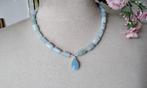 Uniek Sieraad ketting Aquamarijn Thaise Chalcedoon Zilver, Blauw, Nieuw, Ophalen of Verzenden, Steen of Mineraal