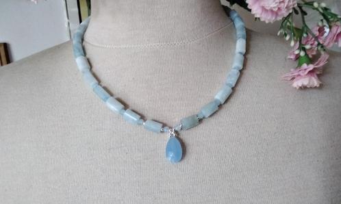 Uniek Sieraad ketting Aquamarijn Thaise Chalcedoon Zilver, Sieraden, Tassen en Uiterlijk, Kettingen, Nieuw, Steen of Mineraal