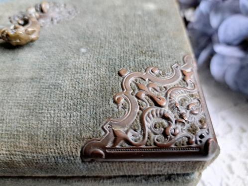 Oude Franse fluwelen boudoirdoos *Marries*, Antiek en Kunst, Curiosa en Brocante, Verzenden