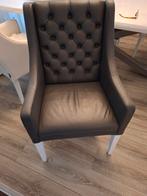 2 grijs leren eetkamerstoelen model pearl, Huis en Inrichting, Stoelen, Ophalen, Zo goed als nieuw, Grijs, Vier