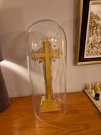 Vintage kruisbeeld onder glazen stolp, Antiek en Kunst, Ophalen of Verzenden