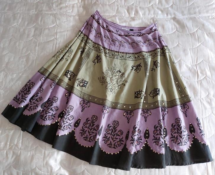 Wijde zomerrok met bijpassend hemdje maat 40/42, paars/groen, Kleding | Dames, Rokken, Zo goed als nieuw, Maat 38/40 (M), Groen