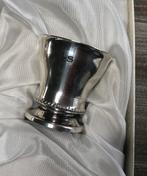 Verzilverde kinder ontbijtset beker eierdop lepeltje ring, Ophalen of Verzenden