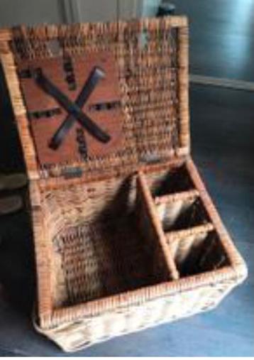 GROTE Rieten Picknickmand koffer 50 x 39 x 37 cm Groot beschikbaar voor biedingen