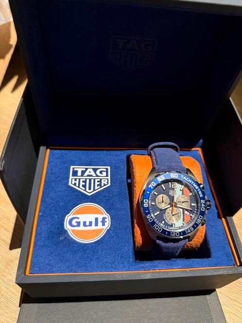 Prachtig origineel TAG HEUER Formula 1 Gulf CAZ101N 43 mm, Sieraden, Tassen en Uiterlijk, Horloges | Heren, Nieuw, TAG Heuer, Leer