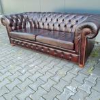 Superstoere Chesterfield bank donkerrood bruin + BEZORGING, Chesterfield, Rechte bank, Gebruikt, Leer