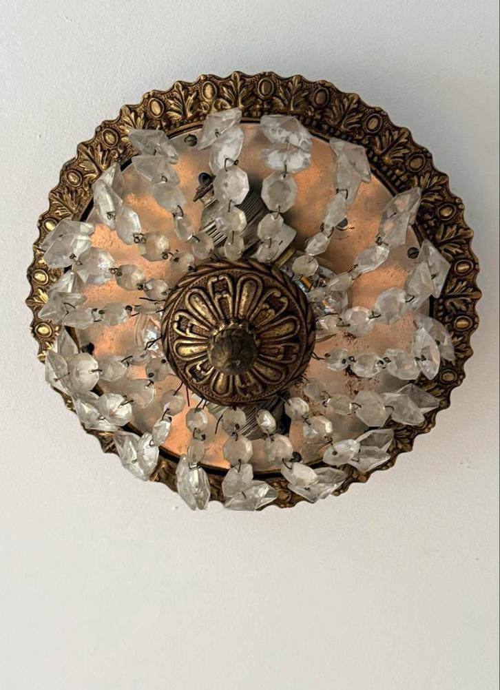 Kristallen Plafonnière Kroonluchter - 35cm, Huis en Inrichting, Lampen | Plafondlampen, Gebruikt, Glas, Ophalen of Verzenden