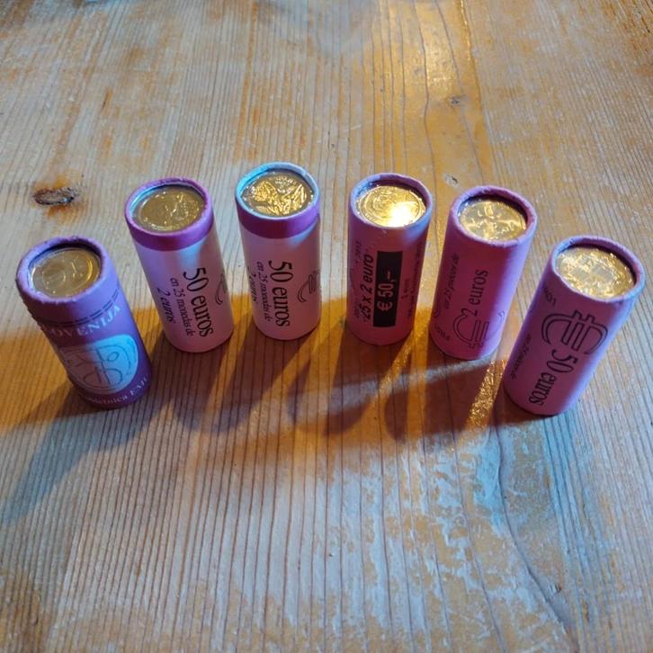 2 Euro Muntrollen Konvolut - 6 Rollen UNC - Andorra Monaco ., Postzegels en Munten, Munten | Europa | Euromunten, Setje, 2 euro