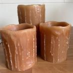 3 LED kaarsen, Huis en Inrichting, Kunststof, Bruin, Ophalen of Verzenden, Zo goed als nieuw