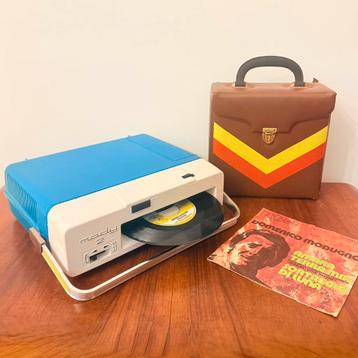 VINTAGE PLATENSPELER LESA SMURFENBLAUWE KLEUR PLATENSLIKKER beschikbaar voor biedingen
