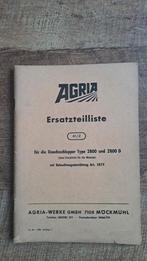 Onderdelencatalogus AGRIA type 2800 en 2800 D eenasser, Ophalen of Verzenden, Zo goed als nieuw, Catalogus