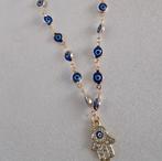 Leuke ketting evil eye blue nazar eye hamsa fatima hand, Overige materialen, Nieuw, Ophalen of Verzenden, Goud