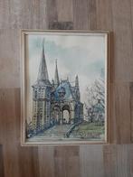 Oude ingelijste aquarel stadsgezicht Waterpoort Sneek, Ophalen of Verzenden