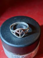 Zilveren Pinkring Peace, Sieraden, Tassen en Uiterlijk, Ringen, Gebruikt, Ophalen of Verzenden, Kleiner dan 17, Dame of Heer