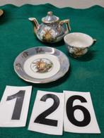 -	Miniservies parelmoer paars blauw, Huis en Inrichting, Keuken | Servies, Ophalen of Verzenden, 'T Olde Gre-j, Info@toldegrej.nl