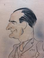 Karikatuur (1945) – WO2 periode – Gesigneerd “J. Schi”, Antiek en Kunst, Ophalen of Verzenden