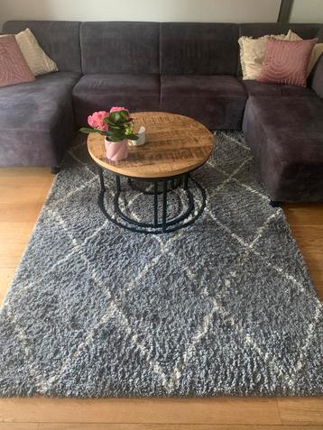 Vloerkleed grijs met ruitmotief