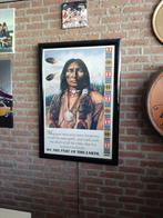 Pooster van indiaan in lijst met verlichting, Ophalen, Gebruikt, Foto of Poster, 75 cm of meer