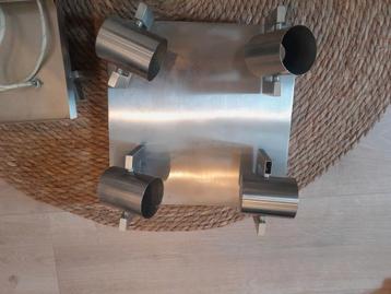4 RVS Look Lampen - Plafond/Wandspots beschikbaar voor biedingen