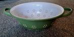 Mooi vintage reseda groen emaille vergiet, diameter 26 cm, Antiek en Kunst, Antiek | Emaille, Ophalen
