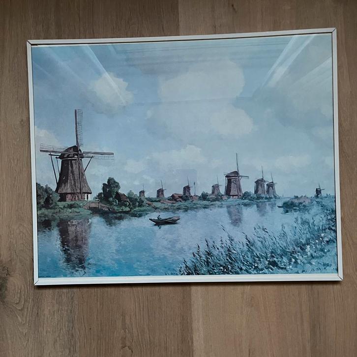 Ingelijste poster: Molens van Kinderdijk, Wetering de Rooy, Antiek en Kunst, Kunst | Schilderijen | Klassiek, Ophalen