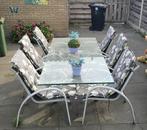 Gratis ophalen!! Tuinset zeer grote 8 pers tafel 6 stoelen!, Ophalen, Overige materialen, Gebruikt, 8 zitplaatsen