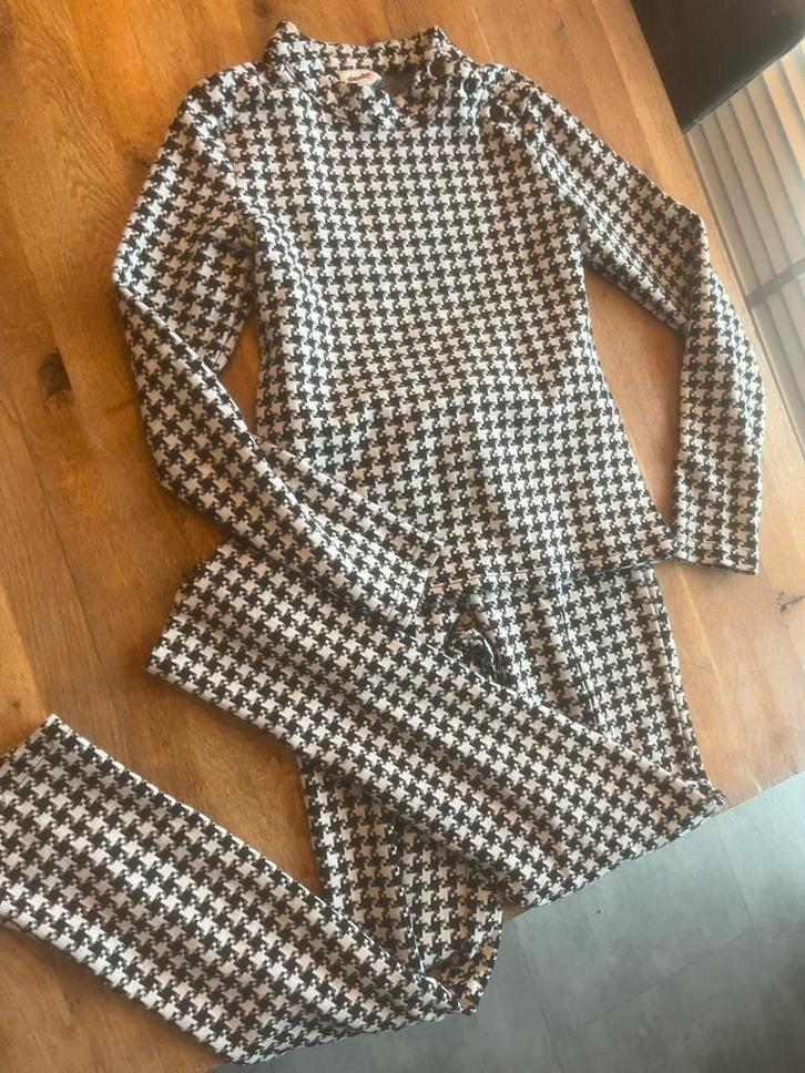 Jill Shoeby Set 158-164 Pied de Poule broek en longsleeve, Kinderen en Baby's, Kinderkleding | Maat 158, Zo goed als nieuw, Meisje