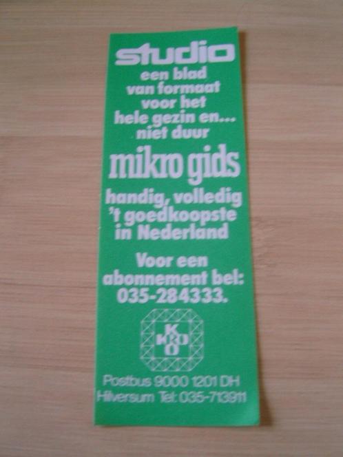 sticker omroep KRO studio blad van formaat mikro gids handig, Verzamelen, Stickers, Zo goed als nieuw, Bedrijf of Vereniging, Ophalen