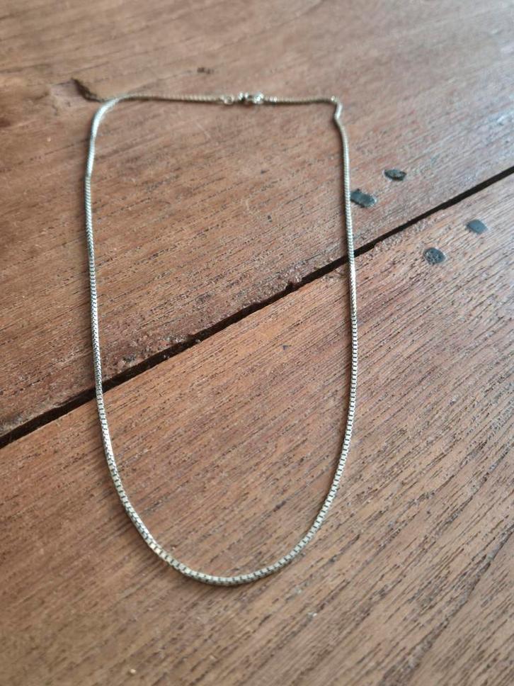Zilveren ketting 065 venetiaanse schakel 50cm, Sieraden, Tassen en Uiterlijk, Kettingen, Zo goed als nieuw, Zilver, Zilver, Ophalen of Verzenden