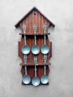 Antieke lepelrek met 6 tinnen lepels, Ophalen of Verzenden