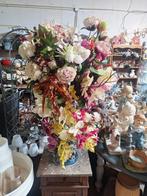 grote delfsblauwe vaas met kunstbloemen, Huis en Inrichting, Ophalen of Verzenden, Gebruikt