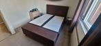 Elektrisch verstelbare boxspring 220x180 + hoofdbord, Ophalen, Bruin, Tweepersoons, 180 cm
