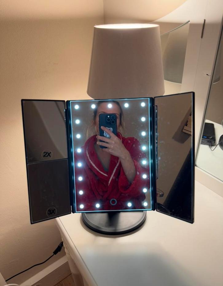 Make-up Spiegel Driedelig met Verlichting, Huis en Inrichting, Woonaccessoires | Spiegels, Zo goed als nieuw, Minder dan 50 cm