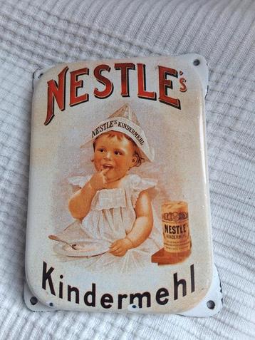 Vintage Emaille Nestlé's Kindermehl Reclamebord beschikbaar voor biedingen