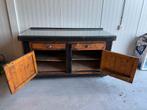 Vintage Houten Kast met Glasplaat, Gebruikt, 150 tot 200 cm, Ophalen of Verzenden, Met lade(s)