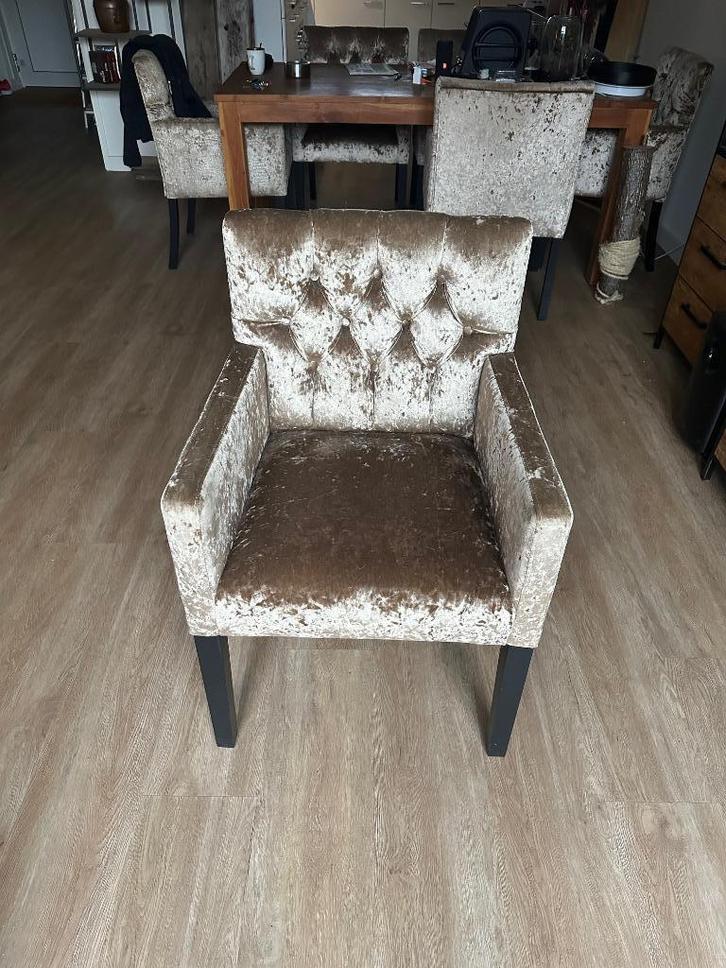 Luxe eetkamerstoelen fluweel goud, Huis en Inrichting, Stoelen, Zo goed als nieuw, Vier, Overige kleuren, Ophalen