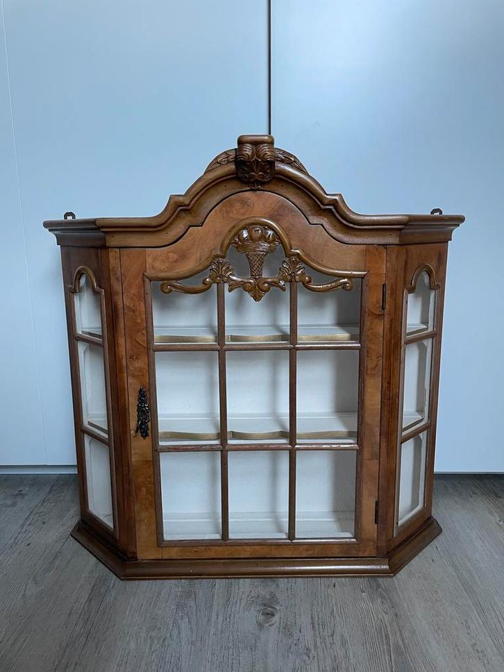 Antieke vitrinekast, Huis en Inrichting, Kasten | Vitrinekasten, Zo goed als nieuw, 50 tot 100 cm, 25 tot 50 cm, Ophalen