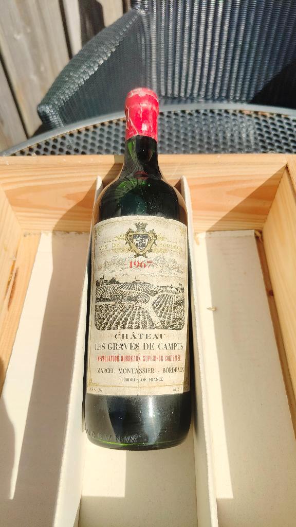 Chateu Les Graves De Campus 1967, Verzamelen, Wijnen, Nieuw, Rode wijn, Frankrijk, Vol, Ophalen of Verzenden