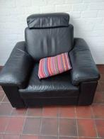 Zwart leren montel fauteuil, Ophalen of Verzenden, Gebruikt, 75 tot 100 cm, Minder dan 150 cm