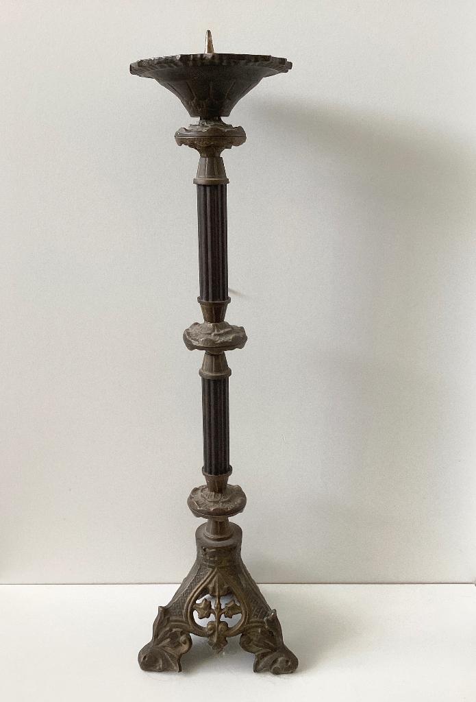 Antiek / Vintage Franse altaar kandelaar brons, Antiek en Kunst, Antiek | Kandelaars, Koper of Brons, Ophalen of Verzenden