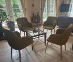 Retro eetkamerstoelen - Olijfgeel - Set van 4, Huis en Inrichting, Stoelen, Ophalen, Overige kleuren, Zo goed als nieuw, Vier