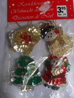 vintage kerstboomhangers met gouddraad totaal 52 stuks, stof, Ophalen of Verzenden, Zo goed als nieuw