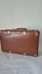 Antieke vintage koffer, valies, bruin hard leer., Ophalen of Verzenden