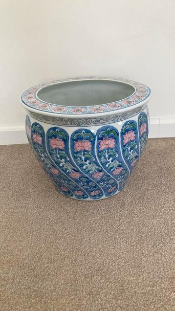 Vintage - Chinezen grote bloempot - blauw - beschikbaar voor biedingen