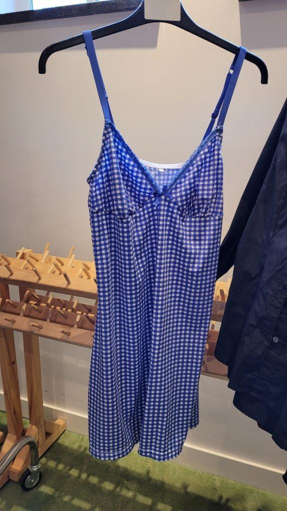 Blauw geruit jurkje (4x), Kleding | Dames, Carnavalskleding en Feestkleding, Zo goed als nieuw, Carnaval, Maat 36 (S), Ophalen of Verzenden