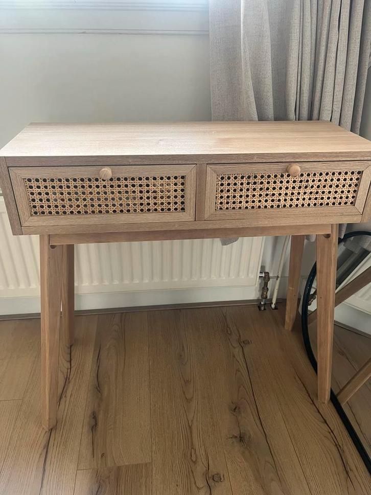 Rotan Kaptafel met 2 Lades - Stijlvol!, Huis en Inrichting, Tafelonderdelen, Zo goed als nieuw, Tafelblad, 50 tot 100 cm, Minder dan 50 cm
