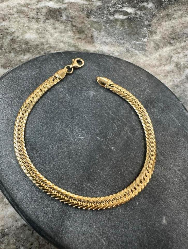 18k Gouden Miami Cubaan Link Armband, Sieraden, Tassen en Uiterlijk, Armbanden, Nieuw, Ophalen of Verzenden