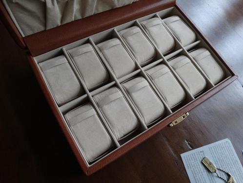 Bewaarkoffer voor 12 horloges Davidt's incl sleutel, cognac, Sieraden, Tassen en Uiterlijk, Koffers, Gebruikt, Leer, Minder dan 50 cm
