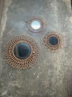 Leuke set rotan spiegels, Huis en Inrichting, Woonaccessoires | Spiegels, Ophalen, Minder dan 50 cm, Rond, Zo goed als nieuw