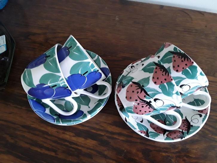 4 Grindley Garden Fruits kop en schotels van DE, Huis en Inrichting, Keuken | Servies, Zo goed als nieuw, Kop(pen) en/of Schotel(s)